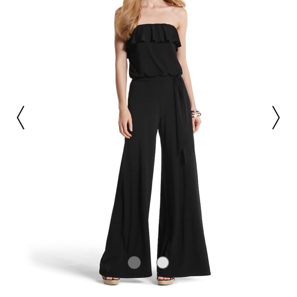 WHBM Black Ruffled Sleeveless Jumpsuit NWT
